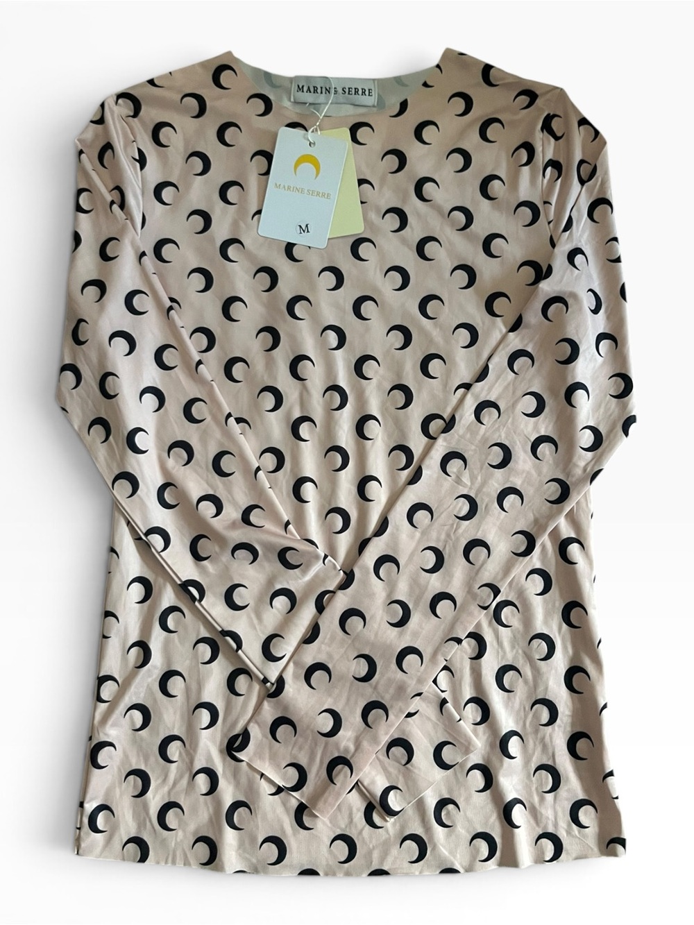 Marine Serre Beige Moon-Print Long Sleeve Tee